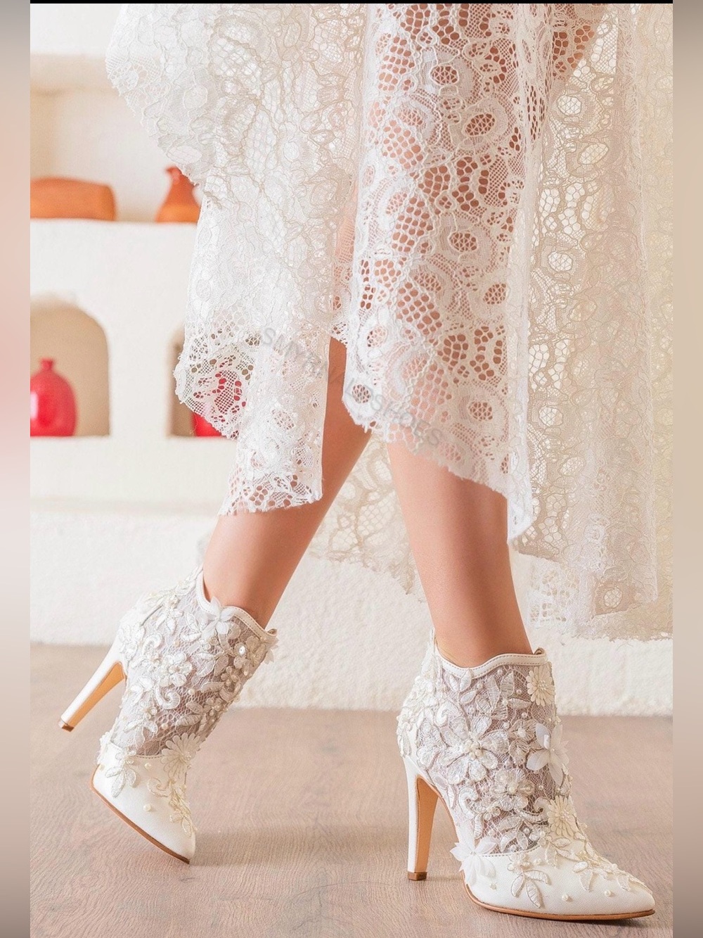 Handmade Lace Anke Bridal Boots